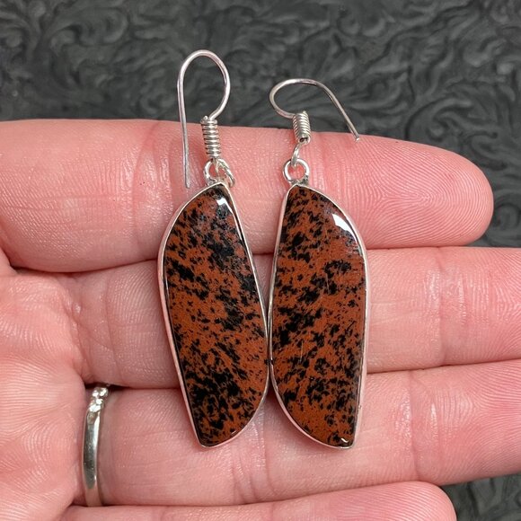 Mahogany Obsidian Earrings Stone Crystal Jewelry - Picture 1 of 4
